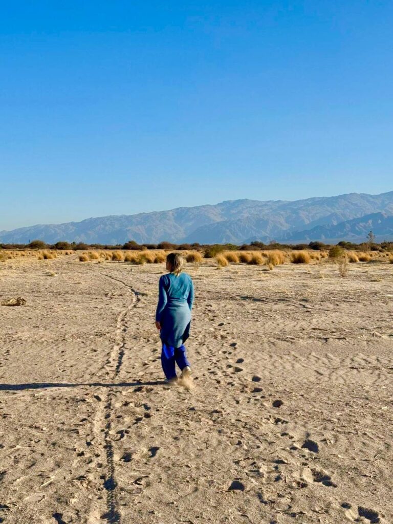 Ka caminando en el desierto, símbolo de transformación interior, conexión con la naturaleza y camino consciente hacia el equilibrio personal. Ka Wellness Coach.